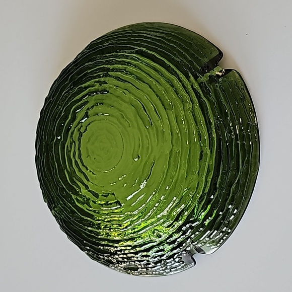 Vintage Anchor Hocking Soreno Tree Bark Avocado Green Glass Ashtray - Picture 2 of 4
